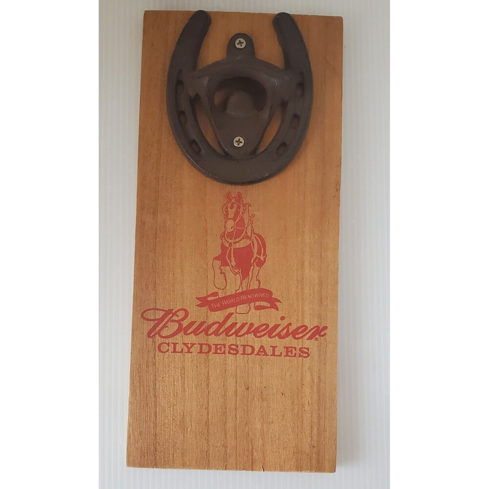Budweiser Clydesdales Wall Sign With Horseshoe Beer Bottle Opener Anheuser-Busch